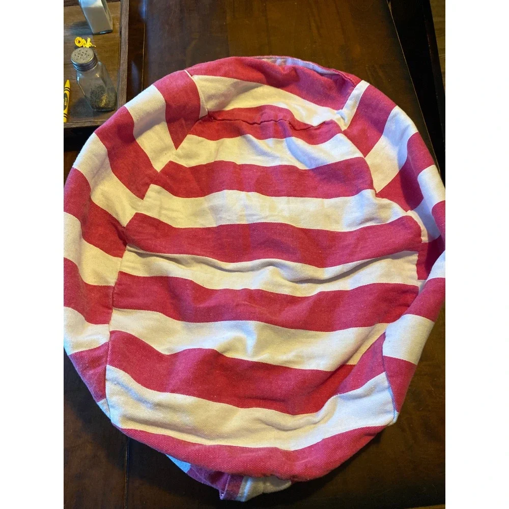 Pink and White Striped Stuffed Animal Storage Bean Bag Chair Cover 23x20